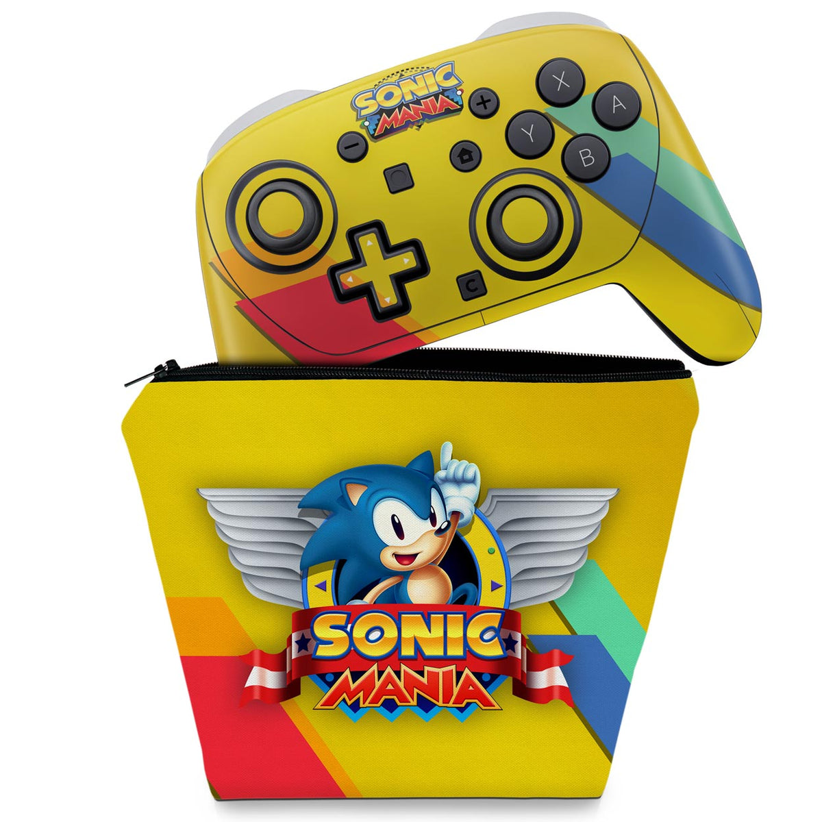 KIT Capa Case e Skin Anti-Rage Nintendo Switch 2 Pro Controle - Sonic Mania