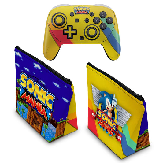 KIT Capa Case e Skin Anti-Rage Nintendo Switch 2 Pro Controle - Sonic Mania - Pop Arte Skins - foto 2