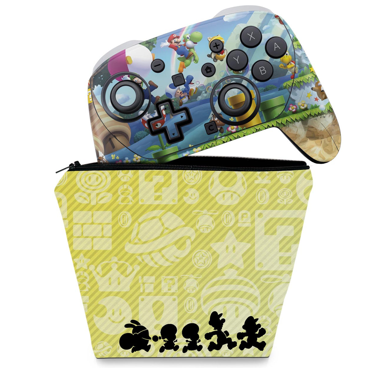 KIT Capa Case e Skin Anti-Rage Nintendo Switch 2 Pro Controle - New Super Mario Bros. U