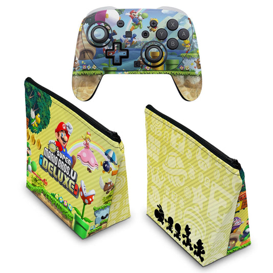 KIT Capa Case e Skin Anti-Rage Nintendo Switch 2 Pro Controle - New Super Mario Bros. U - Pop Arte Skins - foto 2