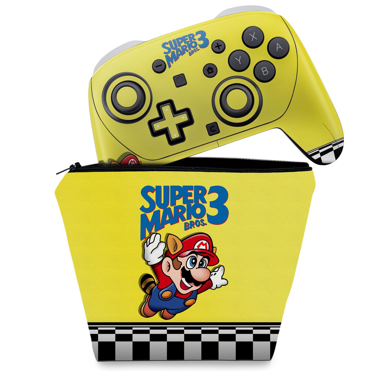 KIT Capa Case e Skin Anti-Rage Nintendo Switch 2 Pro Controle - Super Mario Bros 3