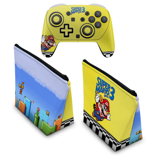 KIT Capa Case e Skin Anti-Rage Nintendo Switch 2 Pro Controle - Super Mario Bros 3 - Pop Arte Skins - foto 2