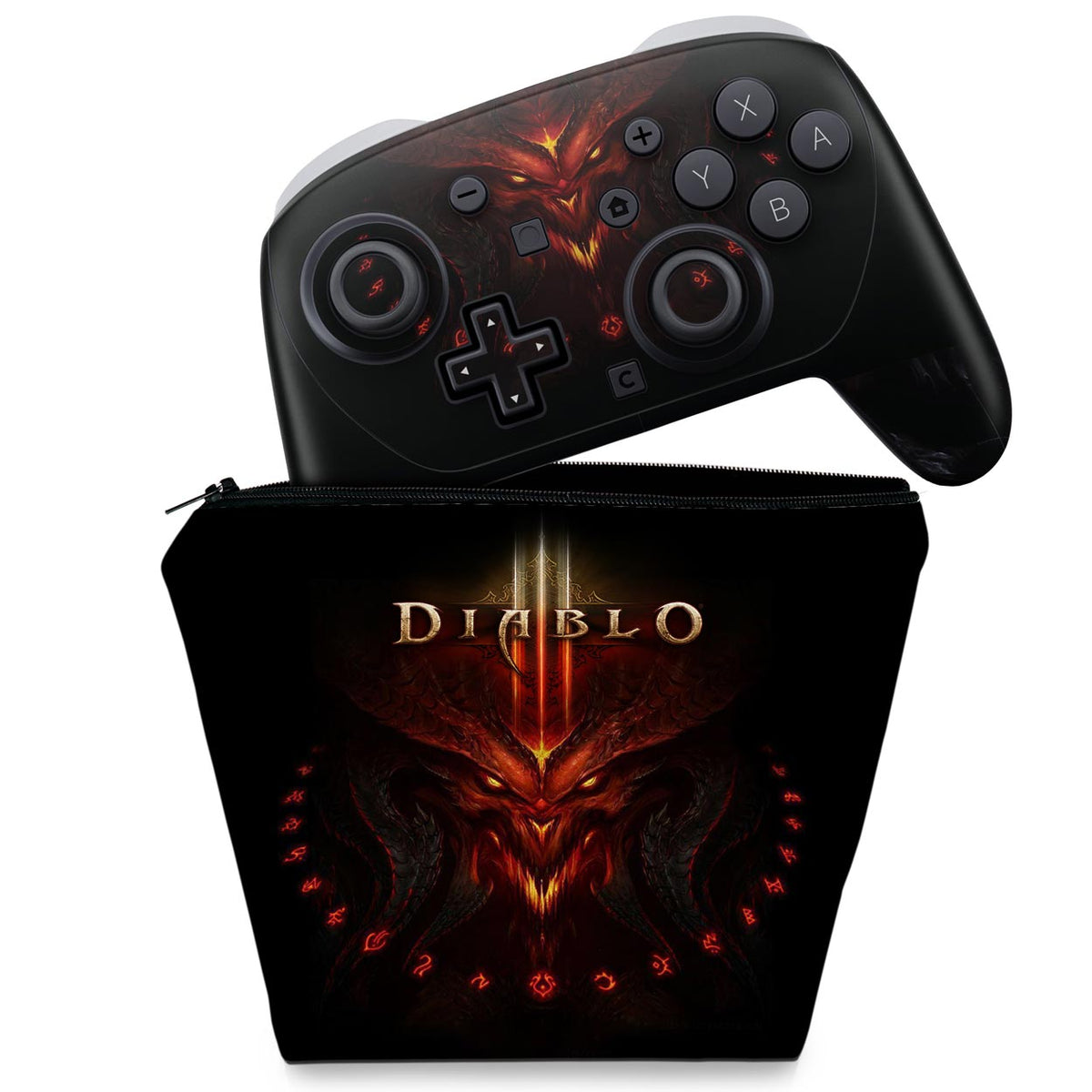 KIT Capa Case e Skin Anti-Rage Nintendo Switch 2 Pro Controle - Diablo Iii