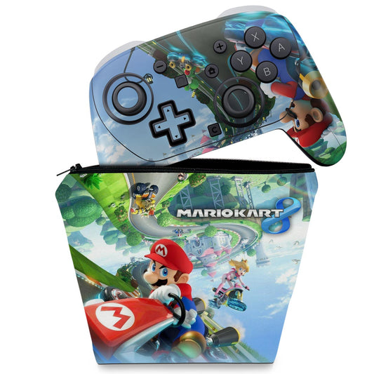 KIT Capa Case e Skin Anti-Rage Nintendo Switch 2 Pro Controle - Mario Kart 8