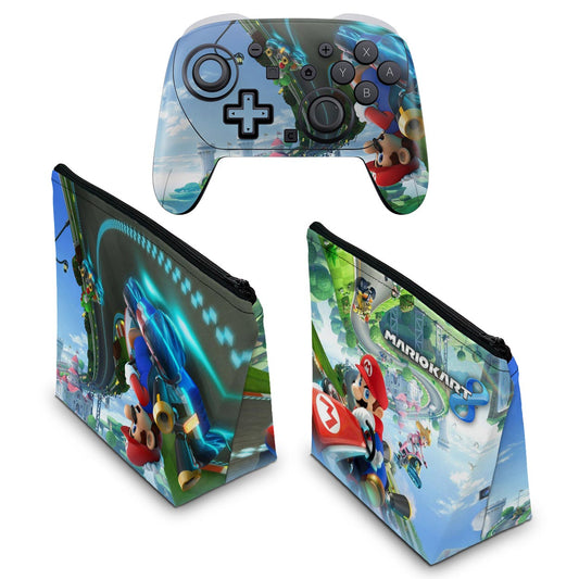 KIT Capa Case e Skin Anti-Rage Nintendo Switch 2 Pro Controle - Mario Kart 8 - Pop Arte Skins - foto 2