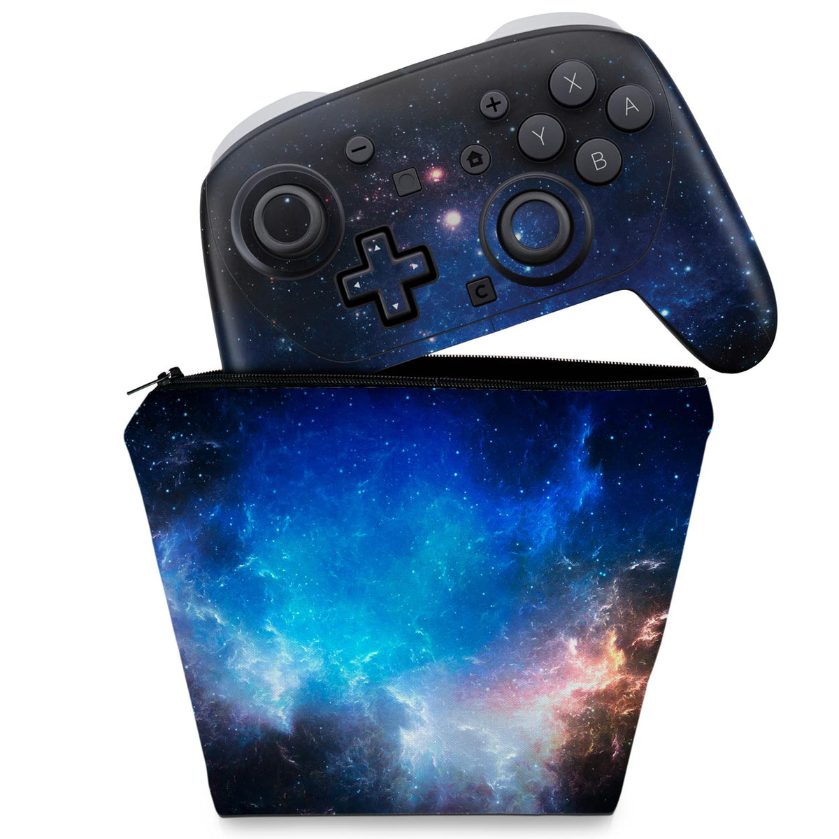 KIT Capa Case e Skin Anti-Rage Nintendo Switch 2 Pro Controle - Universo Cosmos