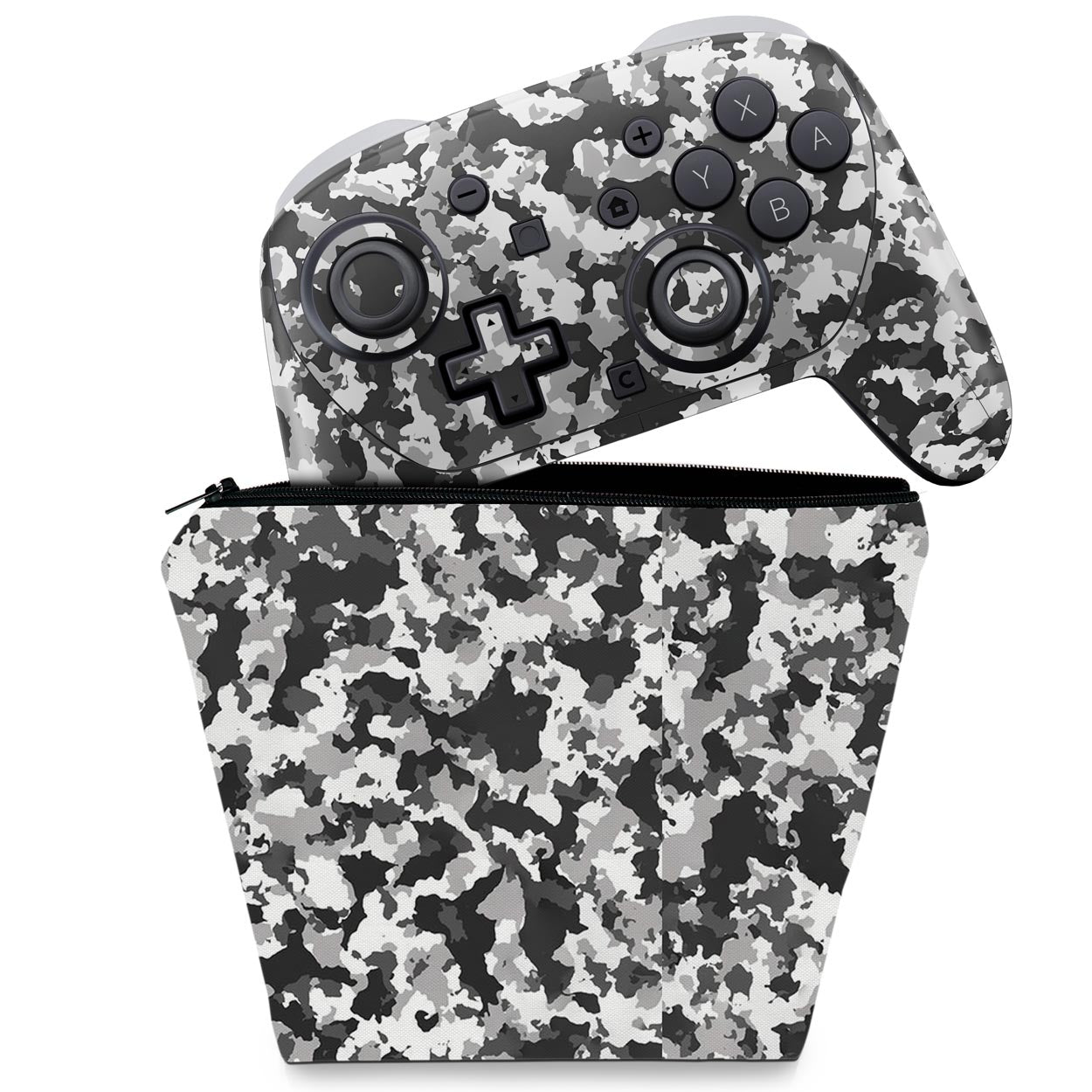 KIT Capa Case e Skin Anti-Rage Nintendo Switch 2 Pro Controle - Camuflada Cinza