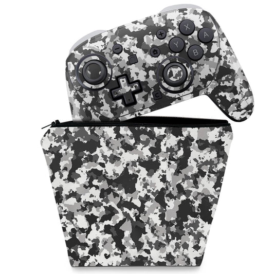 KIT Capa Case e Skin Anti-Rage Nintendo Switch 2 Pro Controle - Camuflada Cinza