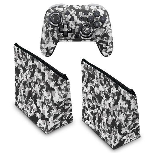 KIT Capa Case e Skin Anti-Rage Nintendo Switch 2 Pro Controle - Camuflada Cinza - Pop Arte Skins - foto 2