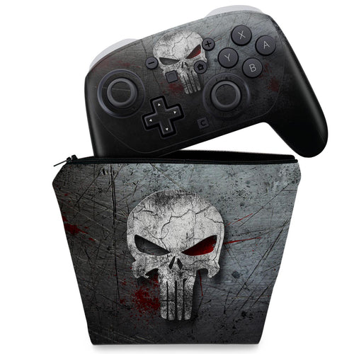 KIT Capa Case e Skin Anti-Rage Nintendo Switch 2 Pro Controle - The Punisher Justiceiro