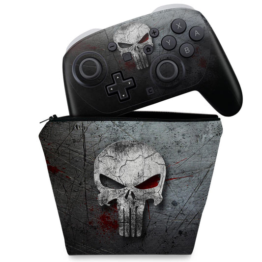KIT Capa Case e Skin Anti-Rage Nintendo Switch 2 Pro Controle - The Punisher Justiceiro