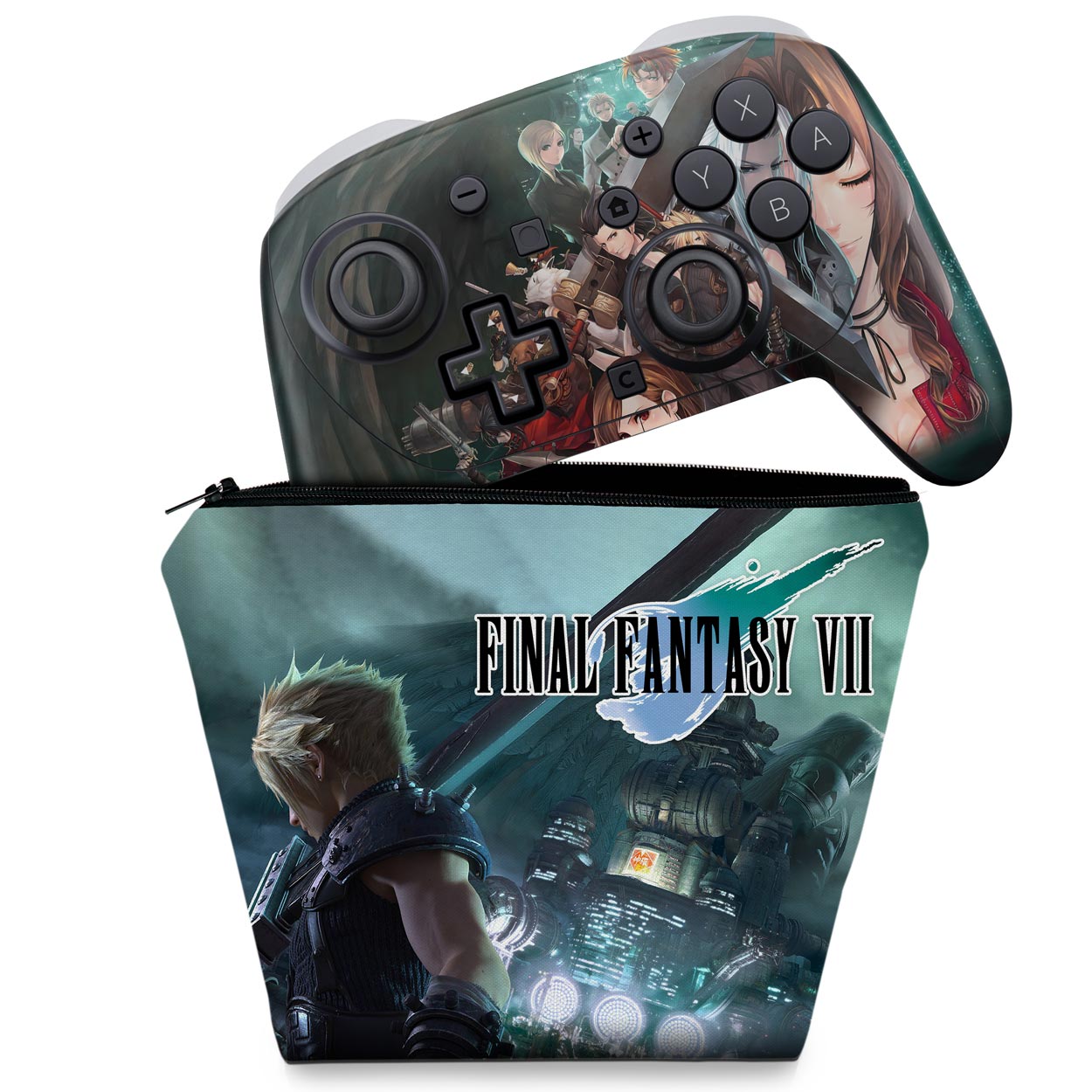 KIT Capa Case e Skin Anti-Rage Nintendo Switch 2 Pro Controle - Final Fantasy Vii Remake