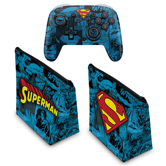 KIT Capa Case e Skin Anti-Rage Nintendo Switch 2 Pro Controle - Superman Comics - Pop Arte Skins - foto 2