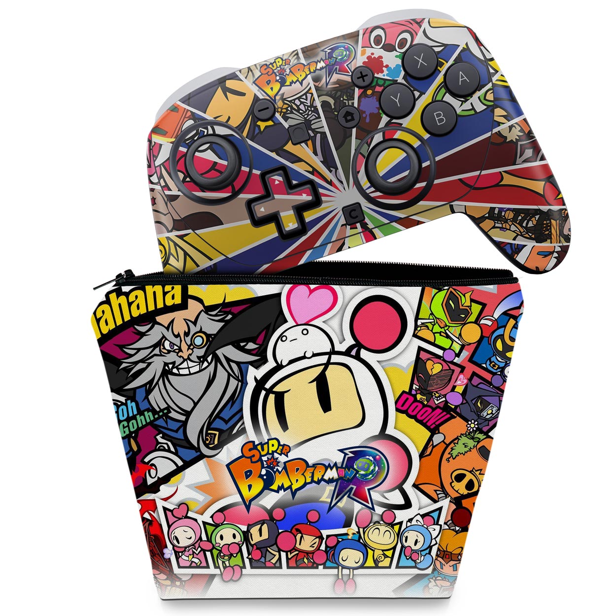 KIT Capa Case e Skin Anti-Rage Nintendo Switch 2 Pro Controle - Bomberman