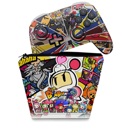 KIT Capa Case e Skin Anti-Rage Nintendo Switch 2 Pro Controle - Bomberman