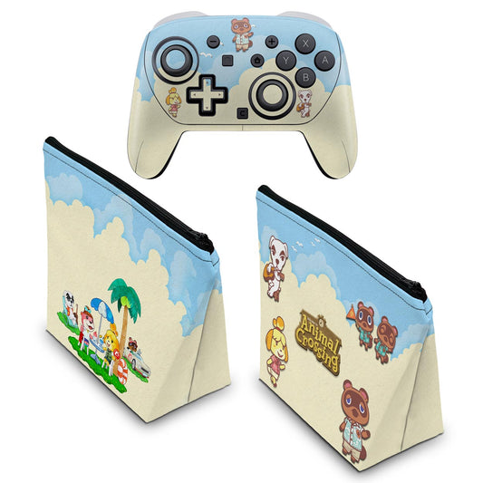 KIT Capa Case e Skin Anti-Rage Nintendo Switch 2 Pro Controle - Animal Crossing - Pop Arte Skins - foto 2