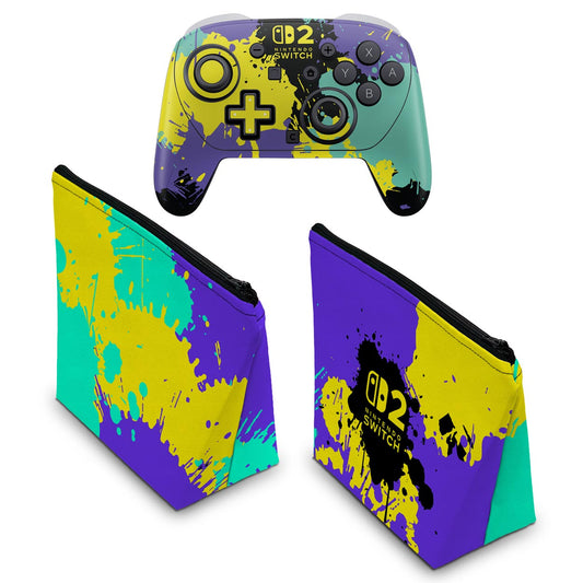 KIT Capa Case e Skin Anti-Rage Nintendo Switch 2 Pro Controle - Modelo 057 - Pop Arte Skins - foto 2