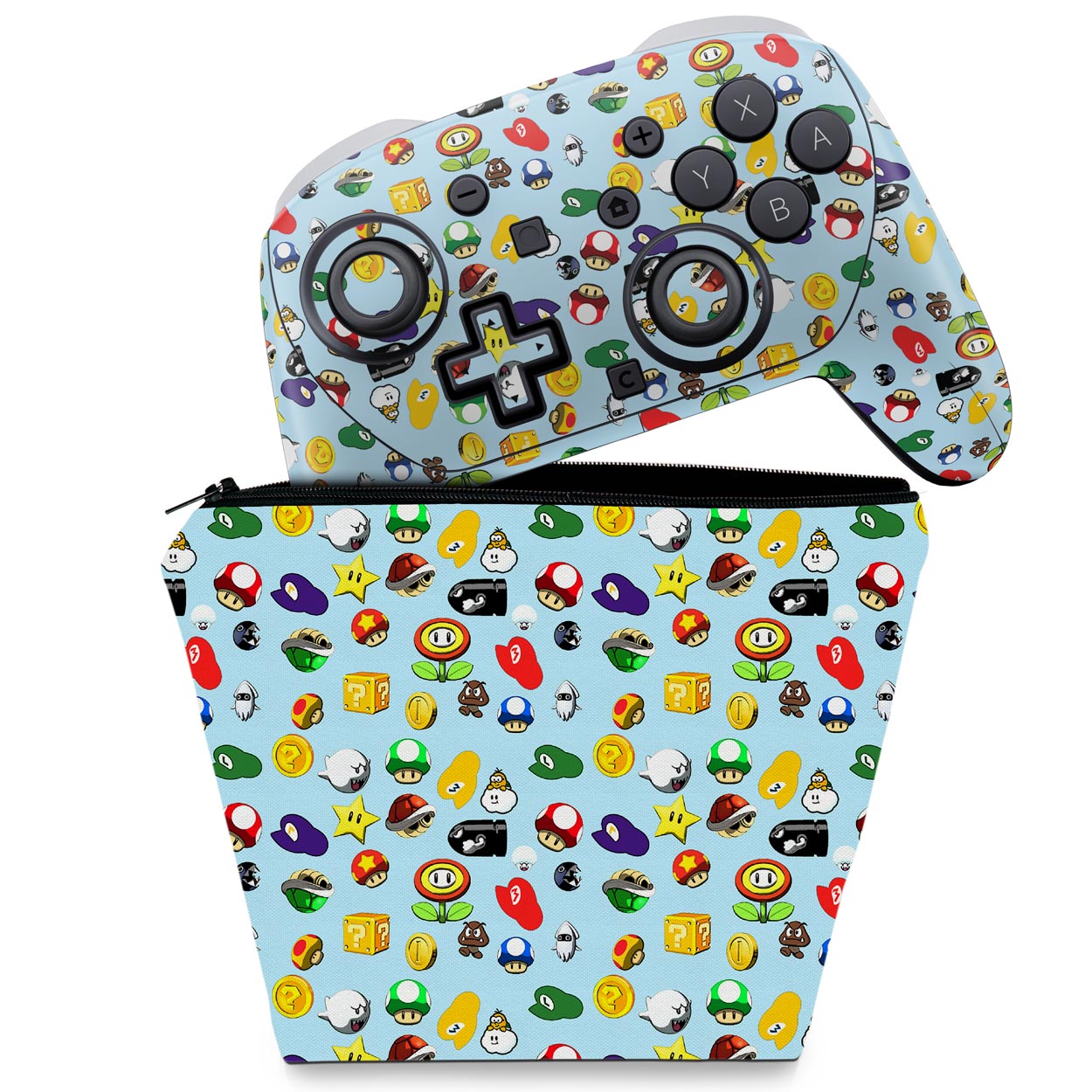 KIT Capa Case e Skin Anti-Rage Nintendo Switch 2 Pro Controle - Super Mario