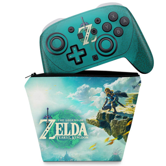 KIT Capa Case e Skin Anti-Rage Nintendo Switch 2 Pro Controle - Zelda Tears of the Kingdom