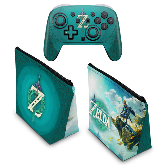 KIT Capa Case e Skin Anti-Rage Nintendo Switch 2 Pro Controle - Zelda Tears of the Kingdom