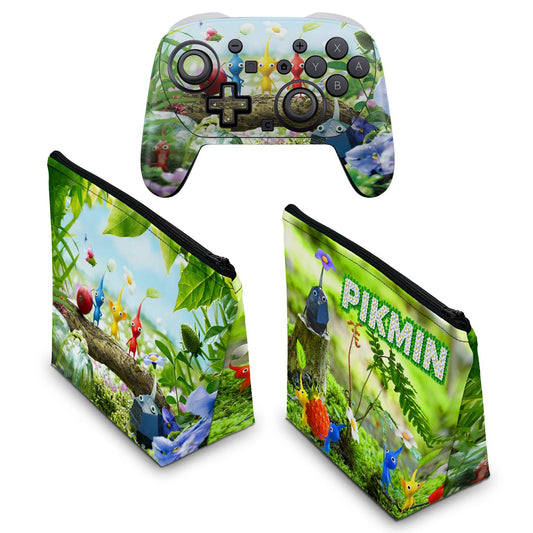 KIT Capa Case e Skin Anti-Rage Nintendo Switch 2 Pro Controle - Pikmin - Pop Arte Skins - foto 2