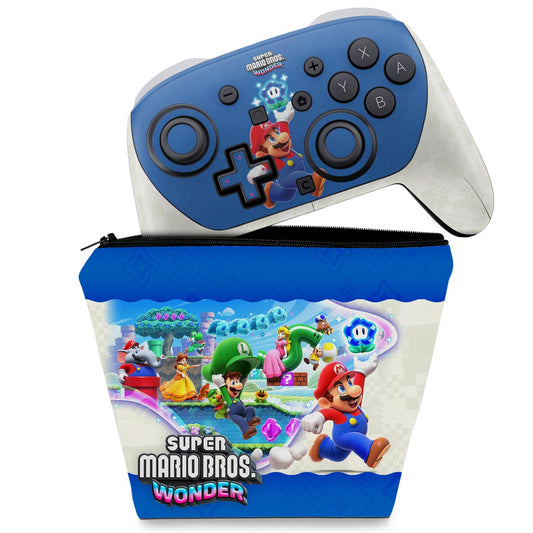 KIT Capa Case e Skin Anti-Rage Nintendo Switch 2 Pro Controle - Super Mario Bros. Wonder