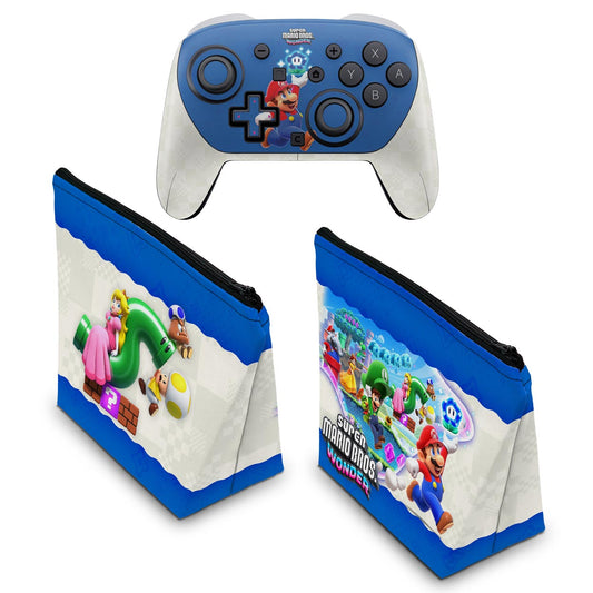 KIT Capa Case e Skin Anti-Rage Nintendo Switch 2 Pro Controle - Super Mario Bros. Wonder - Pop Arte Skins - foto 2