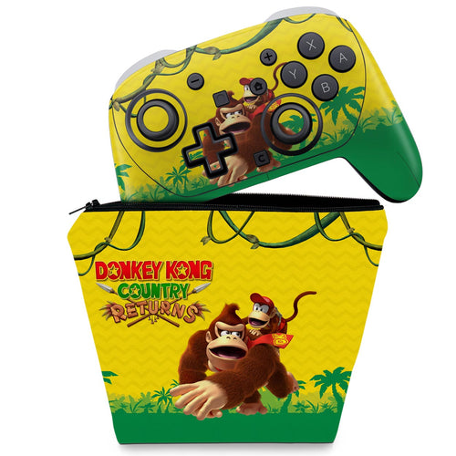 KIT Capa Case e Skin Anti-Rage Nintendo Switch 2 Pro Controle - Donkey Kong Country Returns