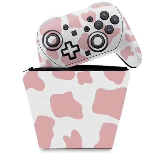 KIT Capa Case e Skin Anti-Rage Nintendo Switch 2 Pro Controle - Vaquinha Rosa