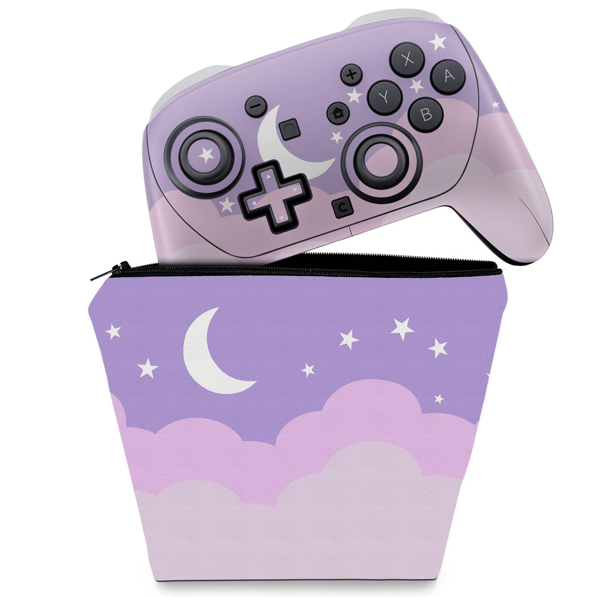 KIT Capa Case e Skin Anti-Rage Nintendo Switch 2 Pro Controle - Noite Estrelada