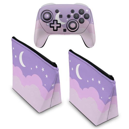 KIT Capa Case e Skin Anti-Rage Nintendo Switch 2 Pro Controle - Noite Estrelada
