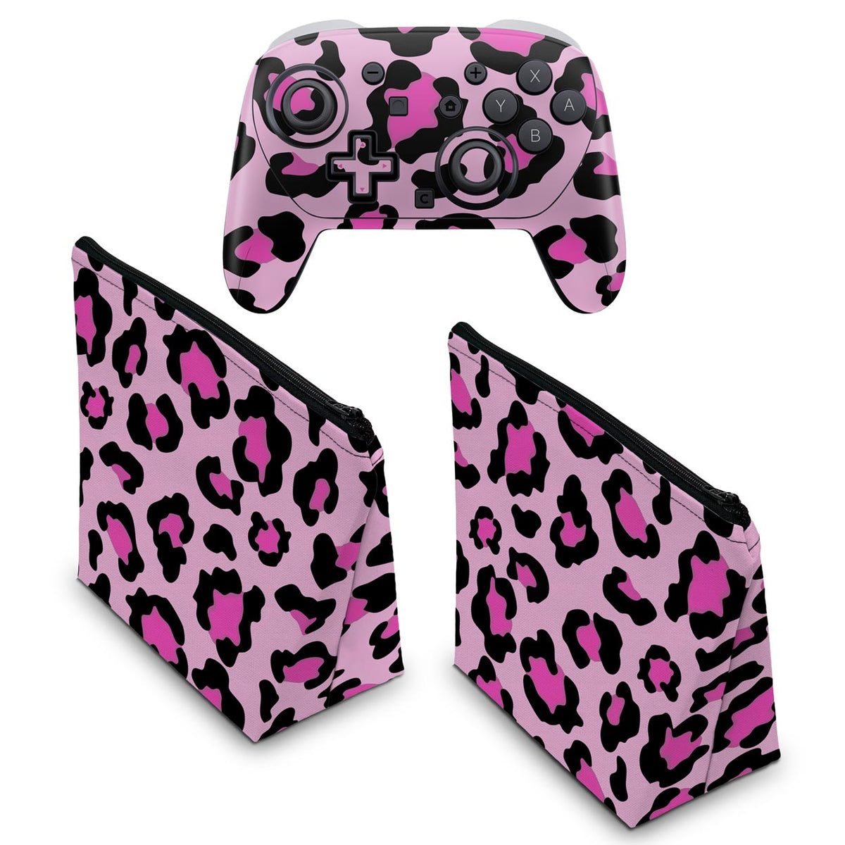 KIT Capa Case e Skin Anti-Rage Nintendo Switch 2 Pro Controle - Onça Rosa
