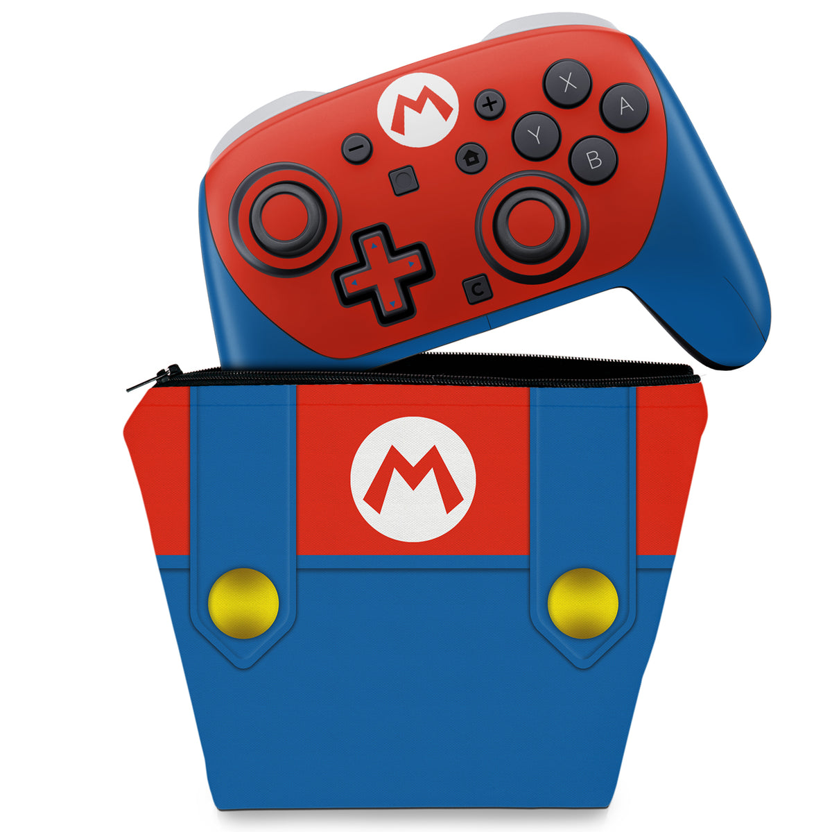 KIT Capa Case e Skin Anti-Rage Nintendo Switch 2 Pro Controle - Mario Vermelho Mania
