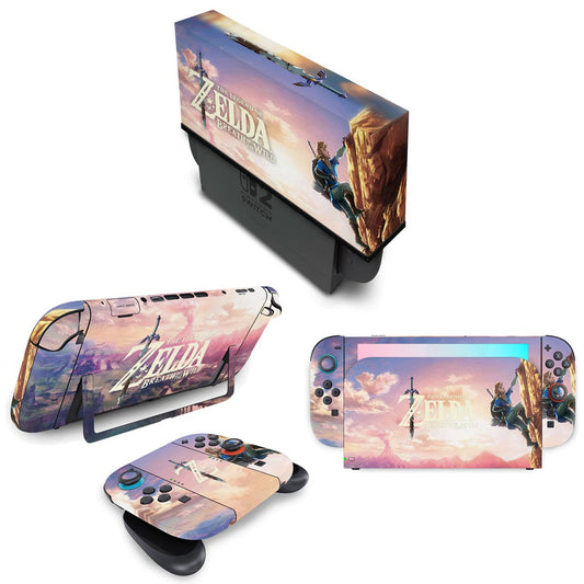 KIT Nintendo Switch 2 Skin Anti-Rage e Capa Anti Poeira - Zelda Breath Of The Wild