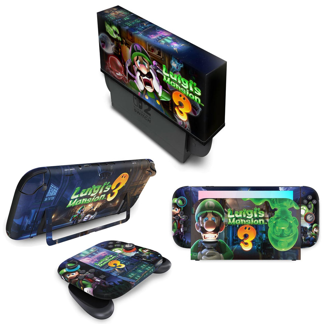 KIT Capa Anti Poeira e Skin Anti-Rage Nintendo Switch 2 - Luigi's Mansion 3