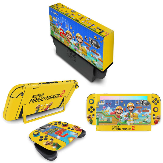 KIT Nintendo Switch 2 Skin Anti-Rage e Capa Anti Poeira - Super Mario Maker 2