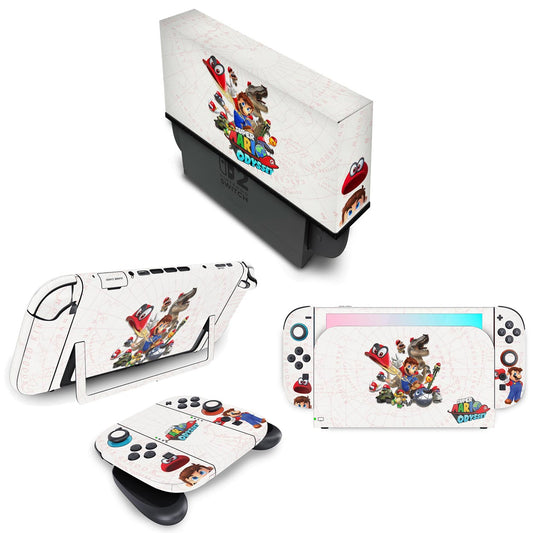 KIT Nintendo Switch 2 Skin Anti-Rage e Capa Anti Poeira - Super Mario Odyssey