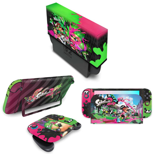 KIT Nintendo Switch 2 Skin Anti-Rage e Capa Anti Poeira - Splatoon 2