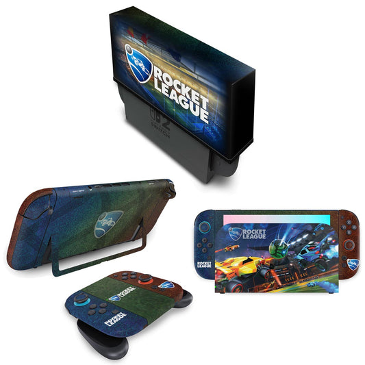 KIT Nintendo Switch 2 Skin Anti-Rage e Capa Anti Poeira - Rocket League