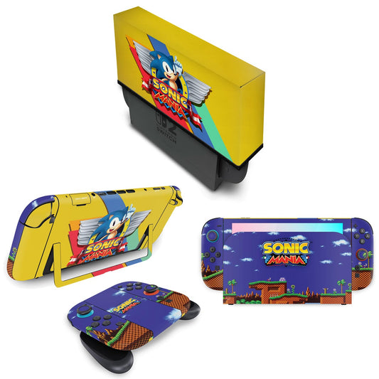 KIT Nintendo Switch 2 Skin Anti-Rage e Capa Anti Poeira - Sonic Mania