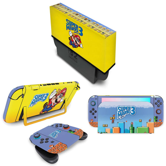 KIT Nintendo Switch 2 Skin Anti-Rage e Capa Anti Poeira - Super Mario Bros 3