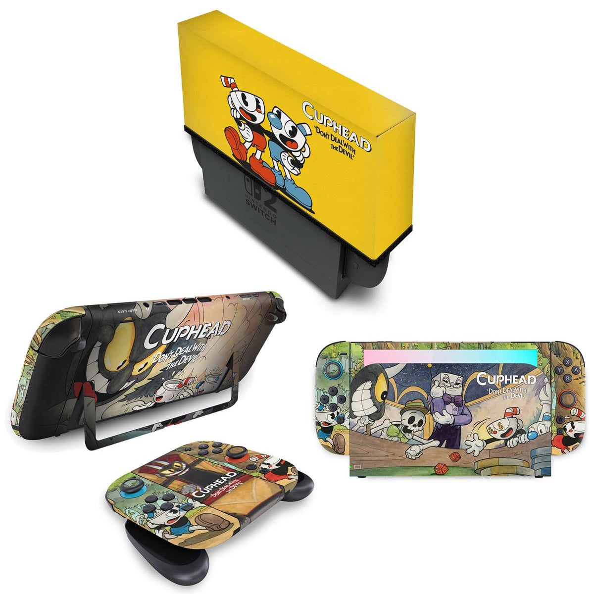 KIT Capa Anti Poeira e Skin Anti-Rage Nintendo Switch 2 - Cuphead