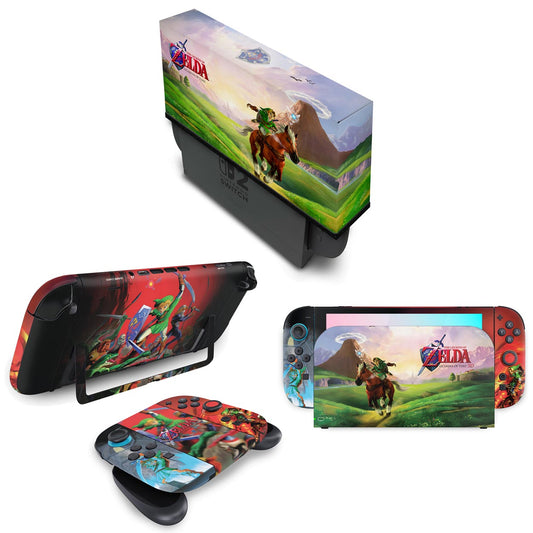 KIT Nintendo Switch 2 Skin Anti-Rage e Capa Anti Poeira - Zelda Ocarina Of Time