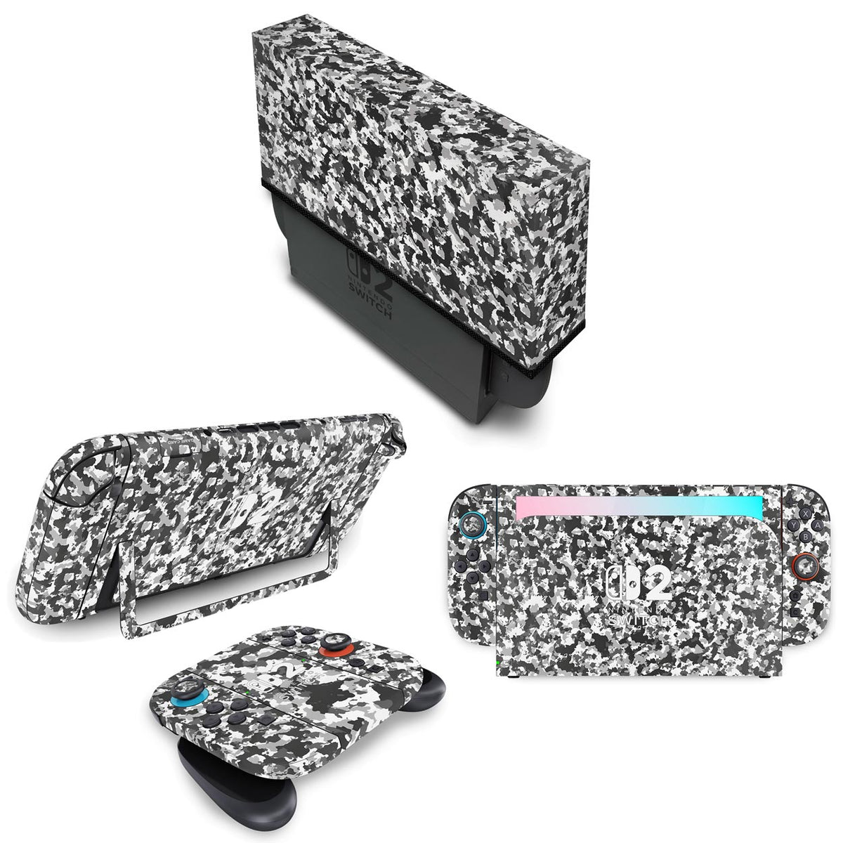 KIT Capa Anti Poeira e Skin Anti-Rage Nintendo Switch 2 - Camuflada Cinza