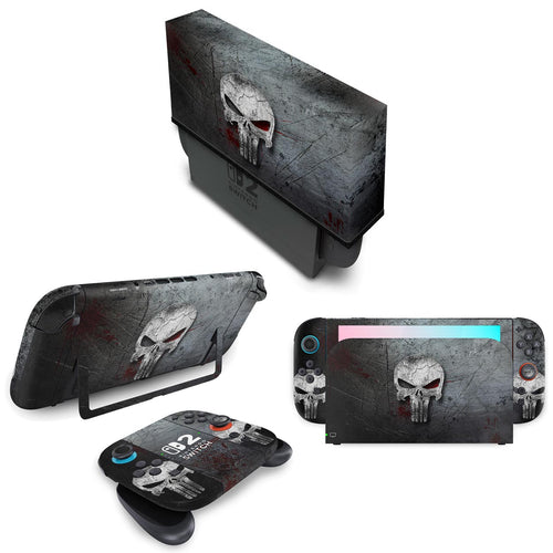 KIT Capa Anti Poeira e Skin Anti-Rage Nintendo Switch 2 - The Punisher Justiceiro