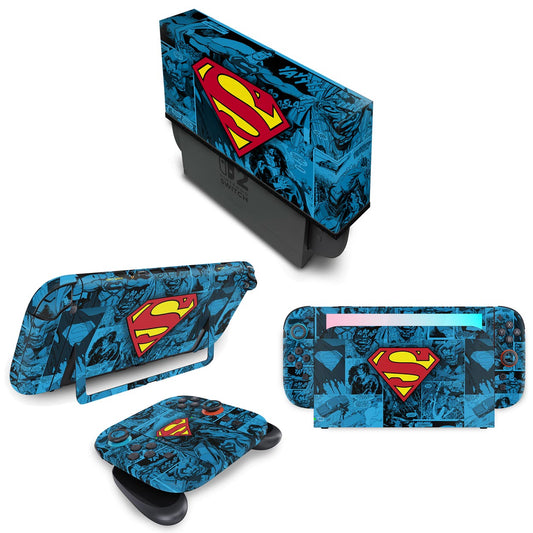 KIT Nintendo Switch 2 Skin Anti-Rage e Capa Anti Poeira - Superman Comics