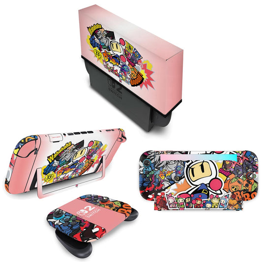 KIT Capa Anti Poeira e Skin Anti-Rage Nintendo Switch 2 - Bomberman