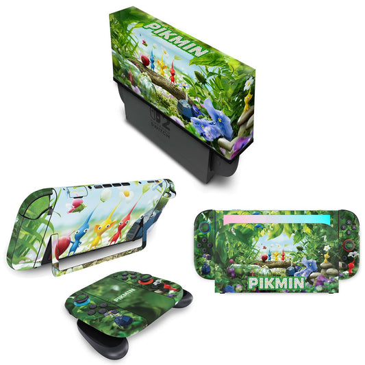 KIT Nintendo Switch 2 Skin Anti-Rage e Capa Anti Poeira - Pikmin