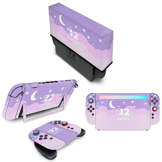 KIT Nintendo Switch 2 Skin Anti-Rage e Capa Anti Poeira - Noite Estrelada