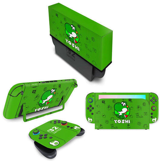 KIT Nintendo Switch 2 Skin Anti-Rage e Capa Anti Poeira - Yoshi